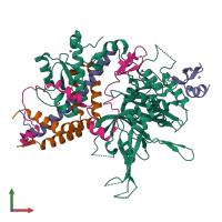 PDB entry 3mhh coloured by chain, front view.