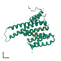 PDB entry 3mhr coloured by chain, front view.