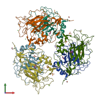 PDB entry 3mi1 coloured by chain, front view.