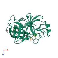 PDB entry 3mi4 coloured by chain, top view.