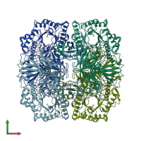 PDB entry 3mi6 coloured by chain, front view.