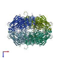 PDB entry 3mi6 coloured by chain, top view.