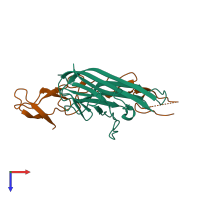 PDB entry 3mi8 coloured by chain, top view.