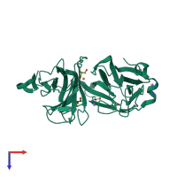 PDB entry 3mic coloured by chain, top view.