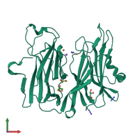 PDB entry 3mie coloured by chain, front view.