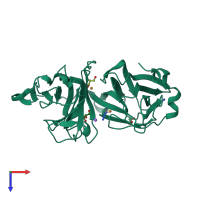 PDB entry 3mie coloured by chain, top view.