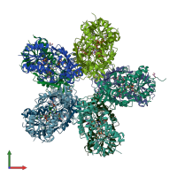 PDB entry 3mj4 coloured by chain, front view.