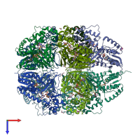 PDB entry 3mj4 coloured by chain, top view.