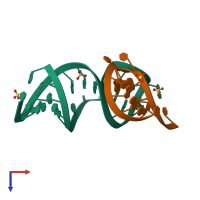 PDB entry 3mjb coloured by chain, top view.