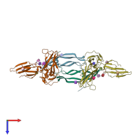 PDB entry 3mjg coloured by chain, top view.