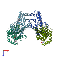PDB entry 3mjr coloured by chain, top view.