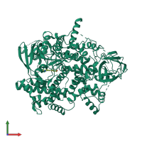 PDB entry 3mjw coloured by chain, front view.