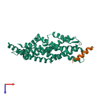 PDB entry 3mk4 coloured by chain, top view.