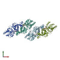 PDB entry 3mk6 coloured by chain, front view.