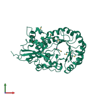 PDB entry 3mkc coloured by chain, front view.