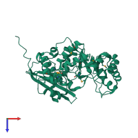 PDB entry 3mkc coloured by chain, top view.