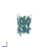 PDB entry 3mkt coloured by chain, side view.