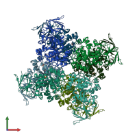 PDB entry 3mkv coloured by chain, front view.