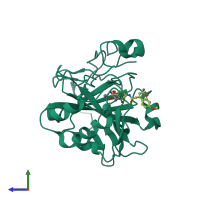 PDB entry 3ml2 coloured by chain, side view.