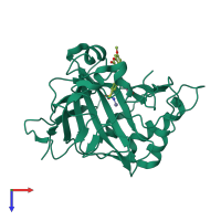PDB entry 3ml2 coloured by chain, top view.