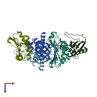 PDB entry 3mlc coloured by chain, top view.