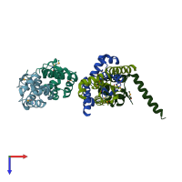 PDB entry 3mlf coloured by chain, top view.