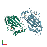 PDB entry 3mlh coloured by chain, front view.