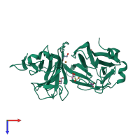 PDB entry 3mlj coloured by chain, top view.