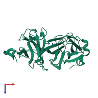 PDB entry 3mll coloured by chain, top view.