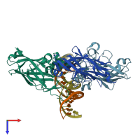 PDB entry 3mln coloured by chain, top view.