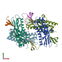 PDB entry 3mlq coloured by chain, front view.