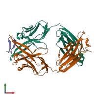 PDB entry 3mlr coloured by chain, front view.