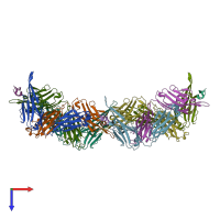 PDB entry 3mls coloured by chain, top view.