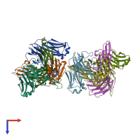 PDB entry 3mlt coloured by chain, top view.