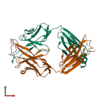 PDB entry 3mlu coloured by chain, front view.