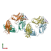 PDB entry 3mlv coloured by chain, front view.