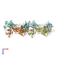PDB entry 3mlv coloured by chain, top view.