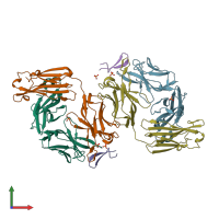 PDB entry 3mlw coloured by chain, front view.