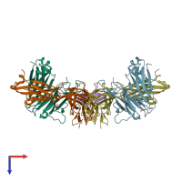 PDB entry 3mlw coloured by chain, top view.