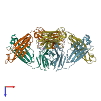 PDB entry 3mlx coloured by chain, top view.