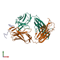PDB entry 3mlz coloured by chain, front view.
