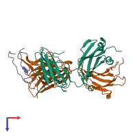 PDB entry 3mlz coloured by chain, top view.