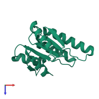 PDB entry 3mm4 coloured by chain, top view.