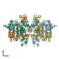 PDB entry 3mma coloured by chain, front view.