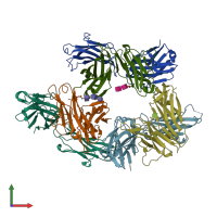 PDB entry 3mme coloured by chain, front view.
