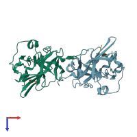 PDB entry 3mmg coloured by chain, top view.