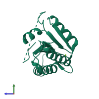 PDB entry 3mmn coloured by chain, side view.