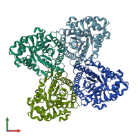 PDB entry 3mmt coloured by chain, front view.