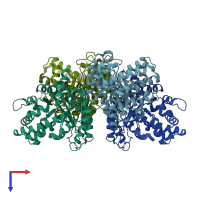 PDB entry 3mmt coloured by chain, top view.