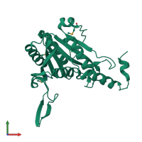 PDB entry 3mnf coloured by chain, front view.